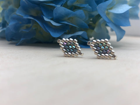 Rainbow Grey Diamond Studs