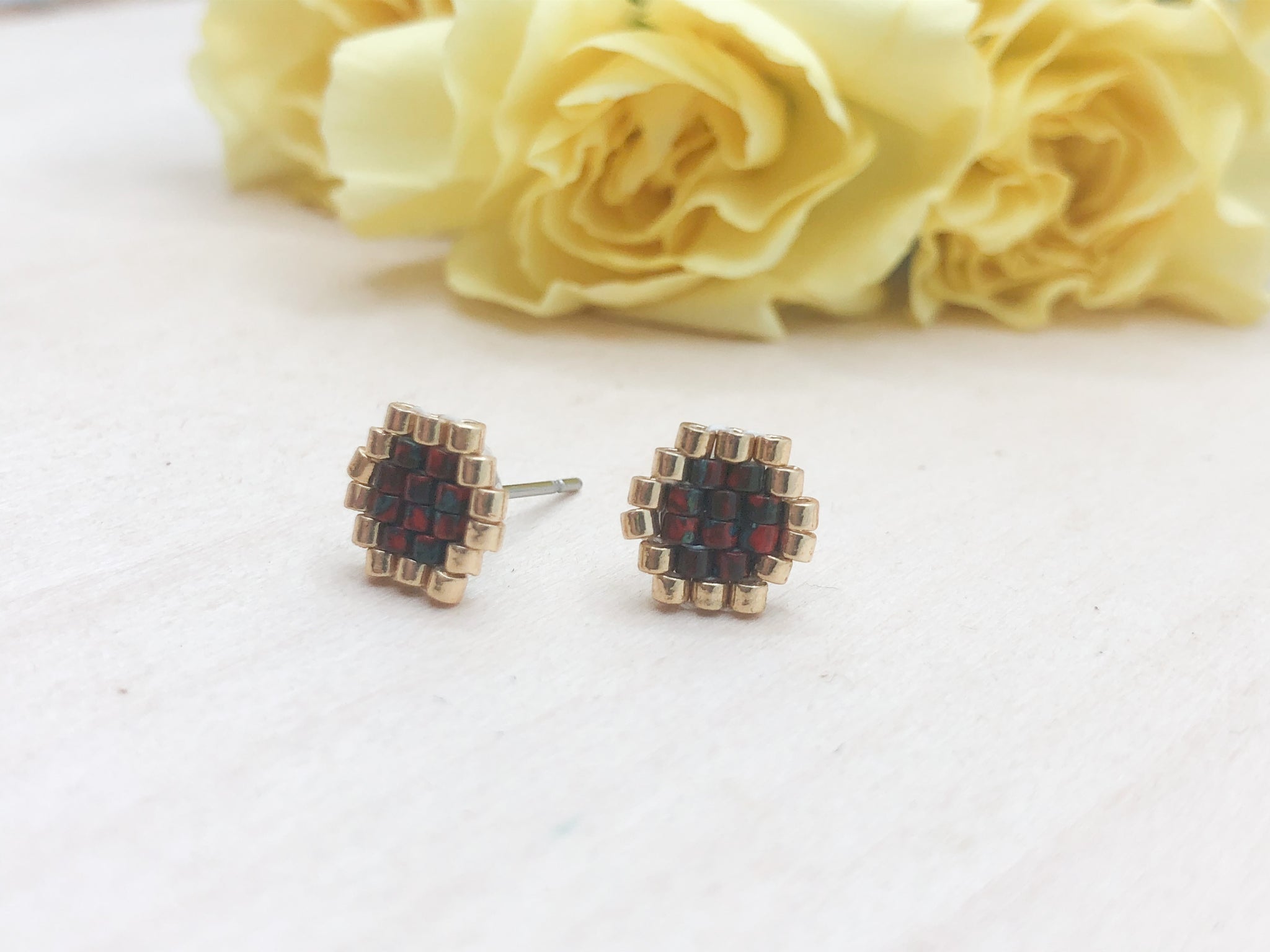 Red Picasso Honeycomb Studs